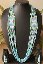 Load image into Gallery viewer, Sea Blue and White Seed Beads Handmade Beaded Necklace
