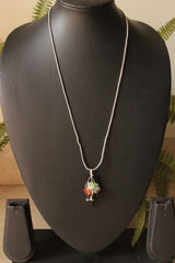 7 Chakra Tree of Life Natural Stone Beads Pendant Wrapped on a Natural Cut Stone Brass Chain Necklace