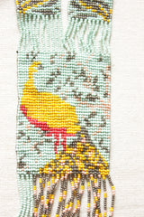 Blue and Mustard Peacock Motif Seed Beads Handmade Beaded Necklace