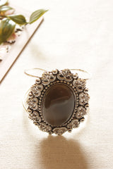 Brown Onyx Stone Embedded Oxidised Finish Adjustable Bracelet