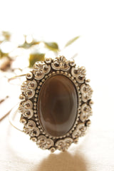 Brown Onyx Stone Embedded Oxidised Finish Adjustable Bracelet