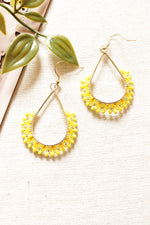 Load image into Gallery viewer, Shades of Yellow and Gold Seed Beads Handmade Beaded Tear Drop Earrings
