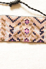 Ivory and Multi-Color Earthy Tones Seed Beads Handmade Beaded Bracelet with Adjustable Length