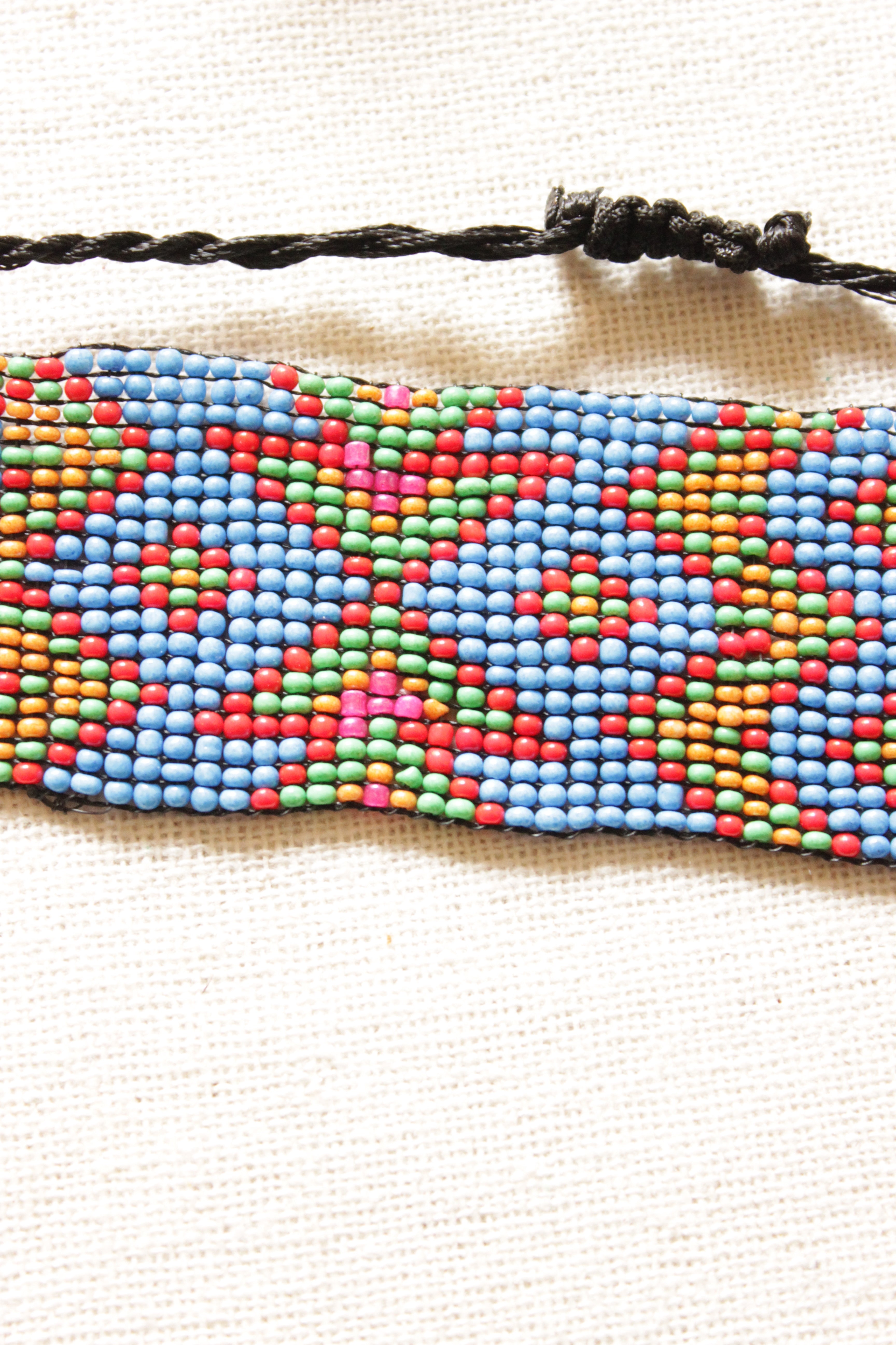Blue Seed Beads Handmade Beaded Bracelet with Adjustable Length