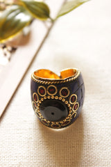 Blue and Gold Toned Tibetan Adjustable Ring