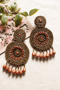 Shades of Brown Circular Handmade Beaded Earrings