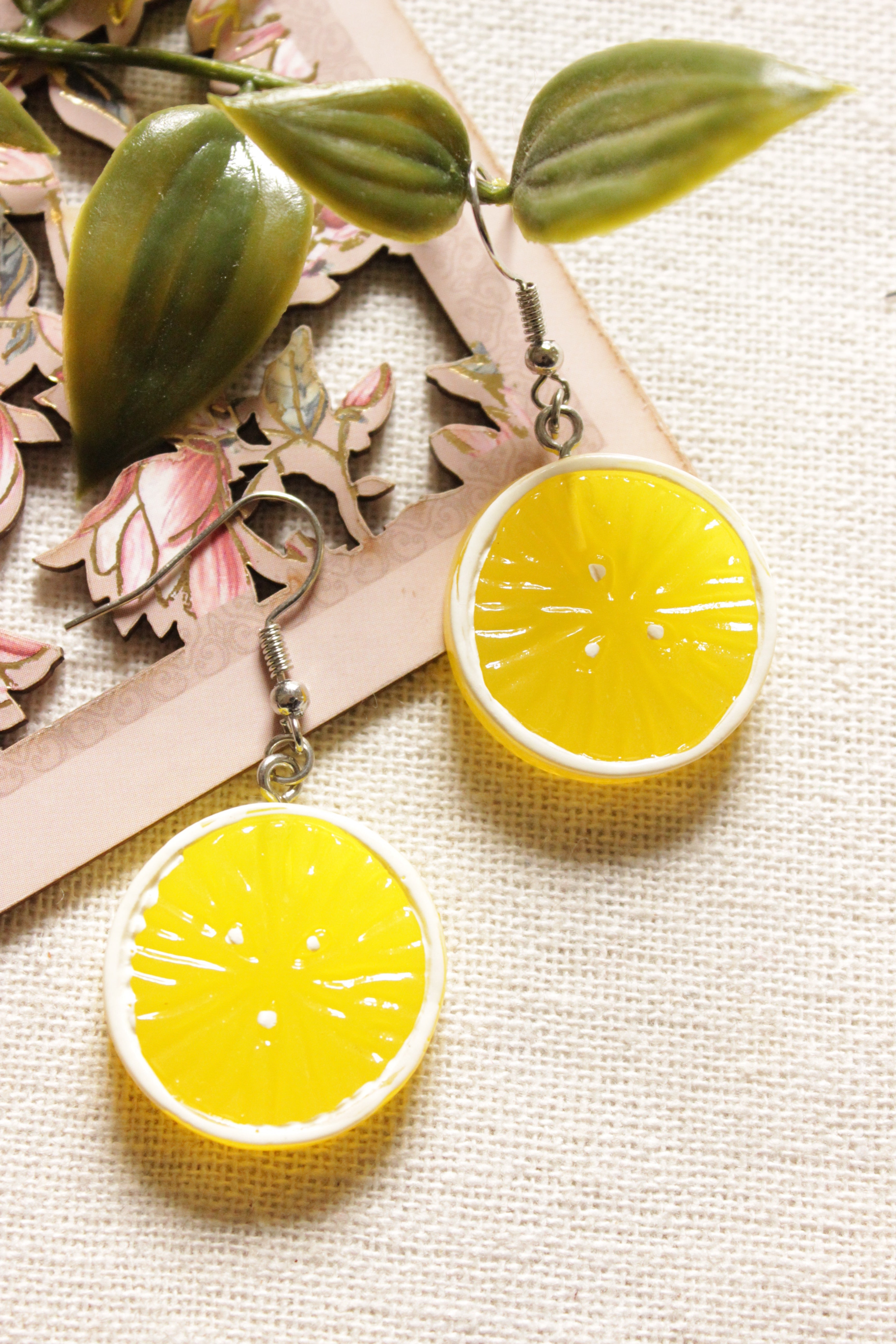 Vibrant Yellow Lemon Acrylic Earrings
