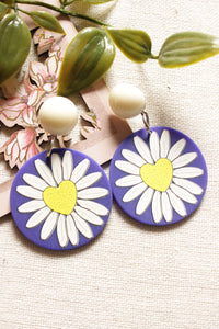Flower Printed Circular Acrylic Earrings