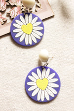 Load image into Gallery viewer, Flower Printed Circular Acrylic Earrings
