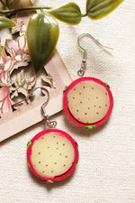 Load image into Gallery viewer, Off-White and Fuchsia Dragon Fruit Earrings
