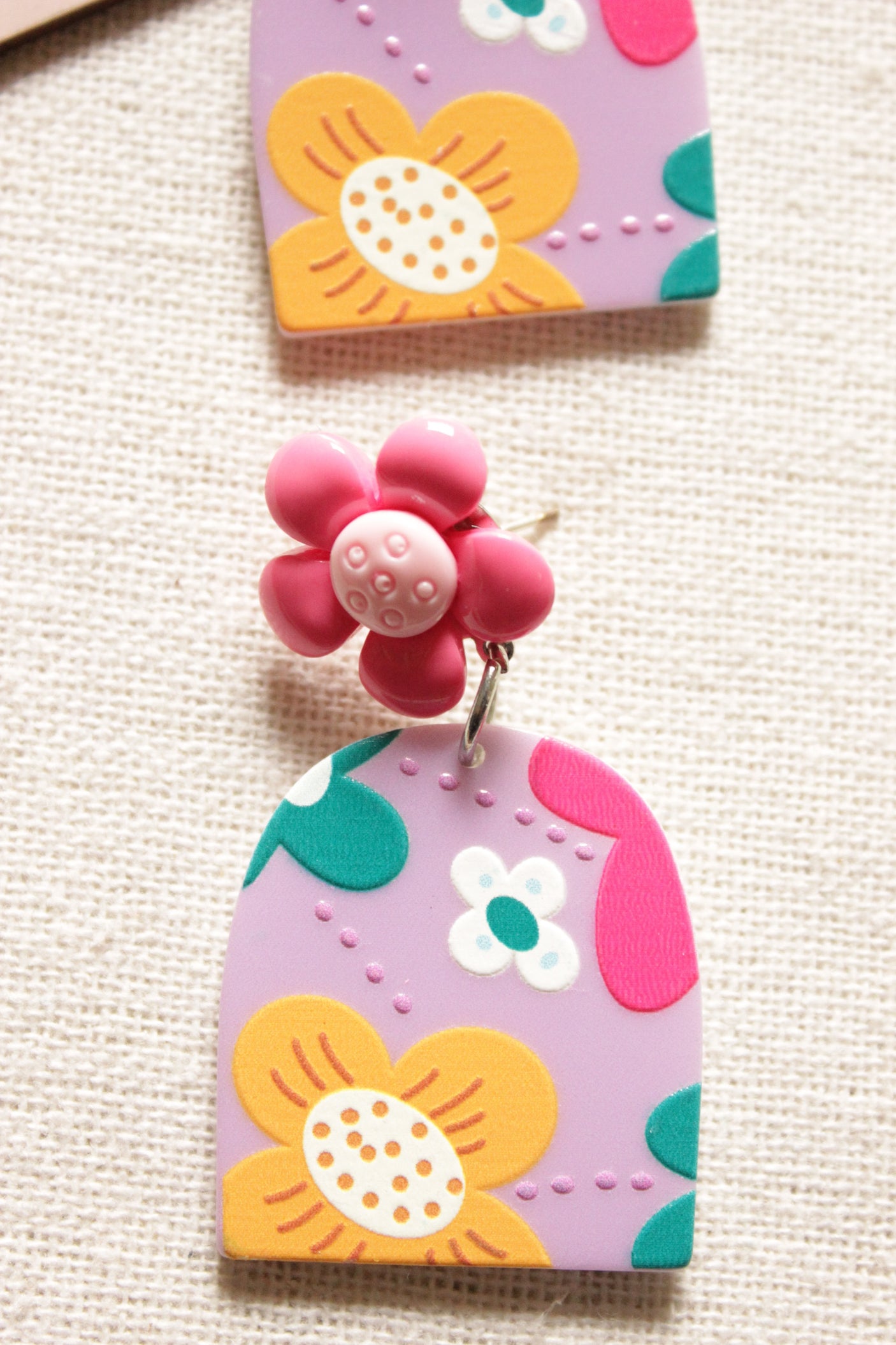Vibrant Flower Painted Acrylic Earrings