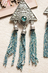 Triangular Premium Brass Earrings with Dangling Chain Strings