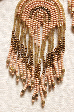 Load image into Gallery viewer, Peach and Brown Semi-Circular Dangler Handmade Beaded Earrings
