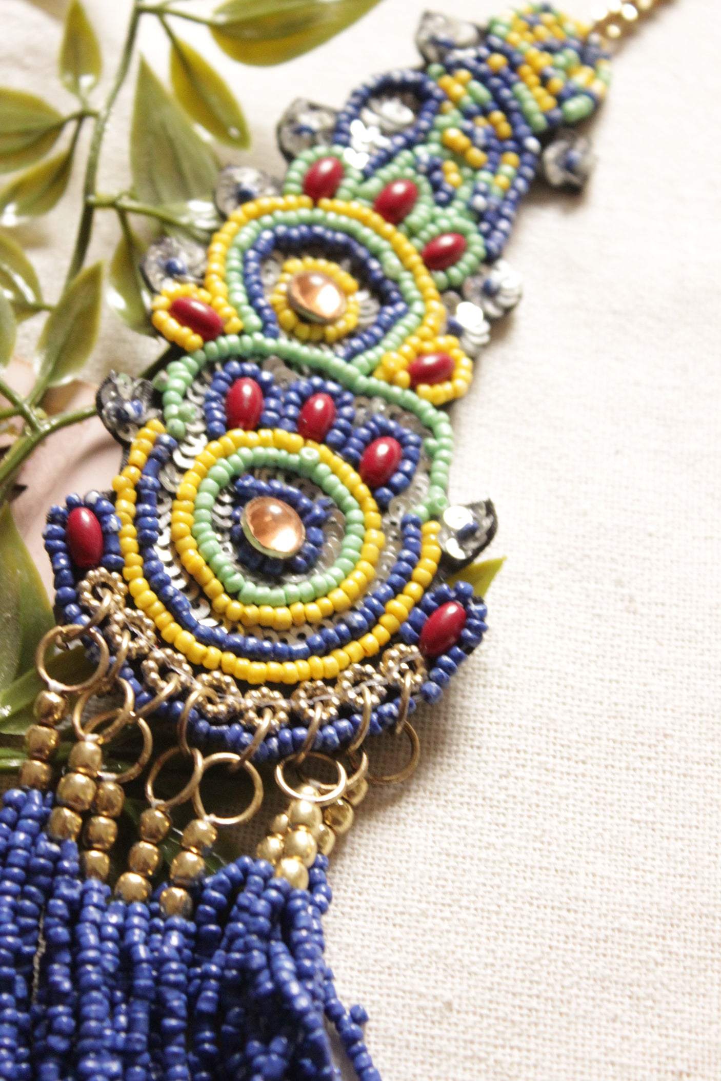 Multi-Layer Blue Beads Handmade Beaded Necklace