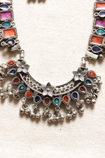 Load image into Gallery viewer, Orange and Pink Enamel Painted Oxidised Finish Long Afghani Necklace Set
