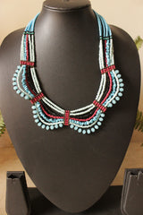 Shades of Blue 7 Layers Handmade Beaded Necklace