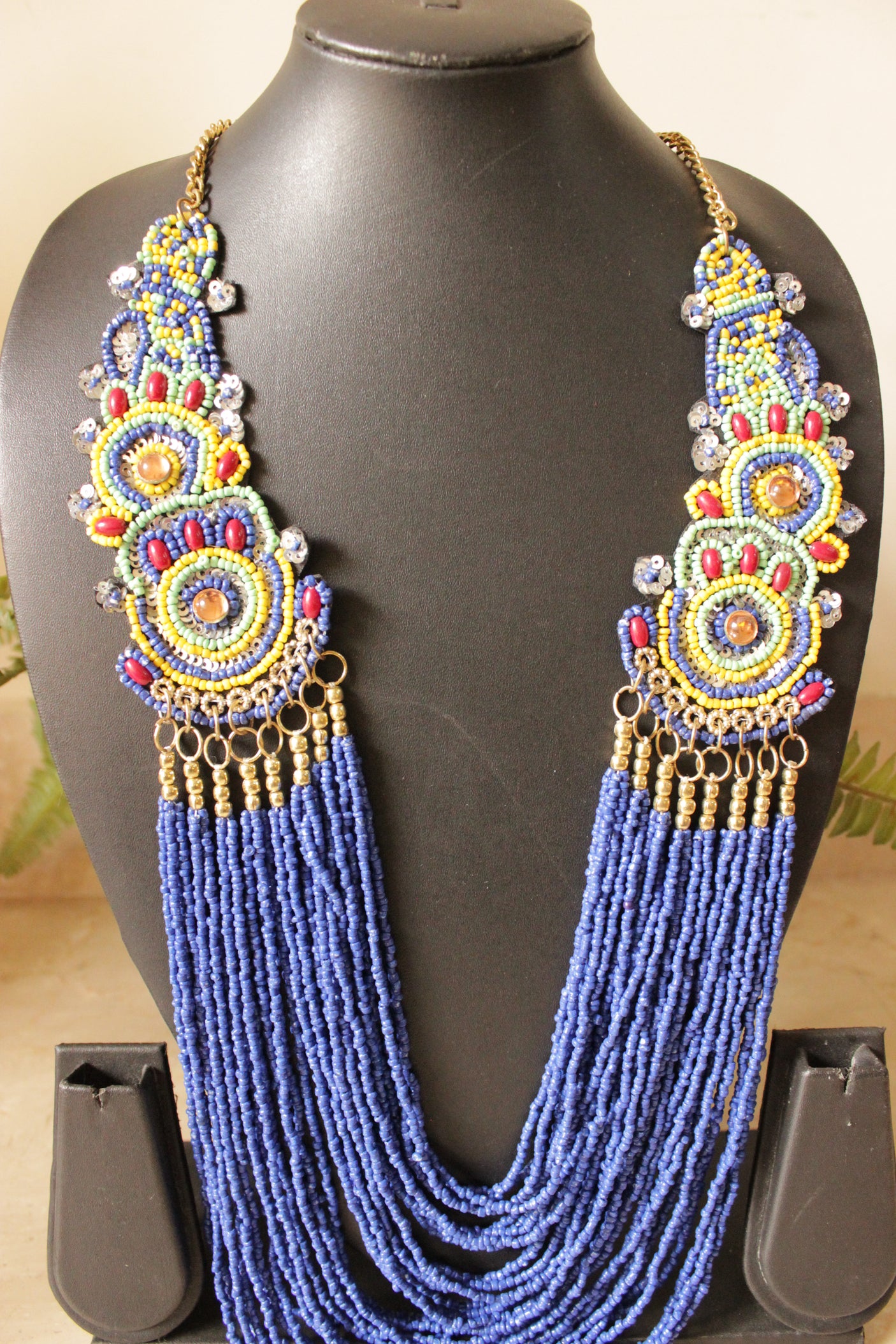 Multi-Layer Blue Beads Handmade Beaded Necklace