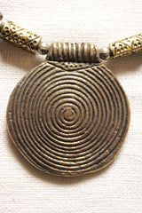 Spiral Metal Charms Embellished Dull Gold Finish Choker Necklace