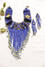 Load image into Gallery viewer, Purple and Yellow Handmade Beaded Collar Choker Style Necklace Set

