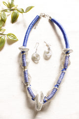 Metal Wire Braided Around Thread Necklace Blue Contemporary Necklace Set