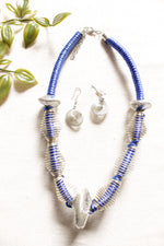 Load image into Gallery viewer, Metal Wire Braided Around Thread Necklace Blue Contemporary Necklace Set
