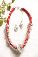 Load image into Gallery viewer, Metal Wire Braided Around Thread Necklace Red Contemporary Necklace Set
