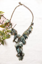 Load image into Gallery viewer, Shades of Blue Stones Braided in Golden Chain Necklace

