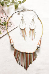 Bronze and Gold Metal Accents with Hints of Grey Metal Necklace Set