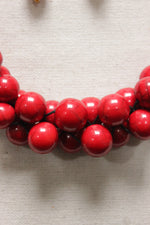 Load image into Gallery viewer, Red Acrylic Beads Tightly Braided in Fabric Thread Chain Closure Necklace
