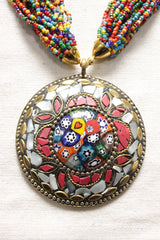 Multi-Color Beads Hand Braided Tibetan Pendant Multi-Layer Necklace