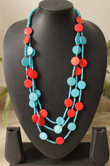 Blue and Red Acrylic Beads 3 Layer Necklace