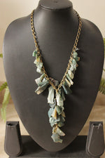 Load image into Gallery viewer, Shades of Blue Stones Braided in Golden Chain Necklace
