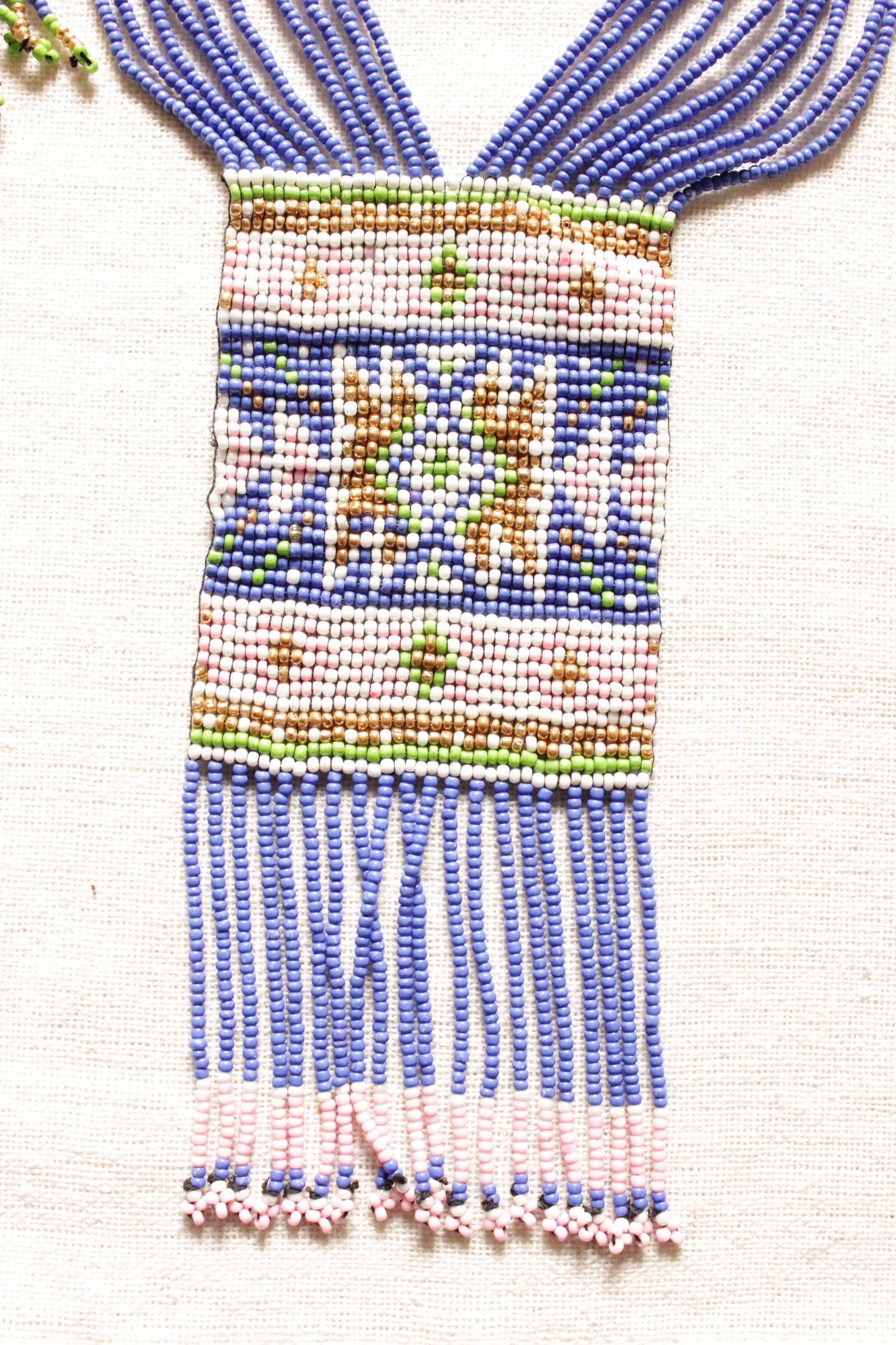 Muted Violet and Pink Handmade Beaded Long Necklace Set