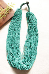 Turquoise Multi-Layered Button Closure Handmade Necklace