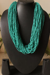 Turquoise Multi-Layered Button Closure Handmade Necklace