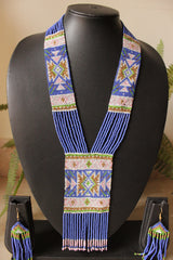 Muted Violet and Pink Handmade Beaded Long Necklace Set