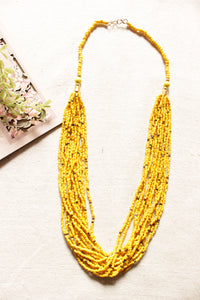 Yellow Multi-Layered Hook Closure Handmade Necklace