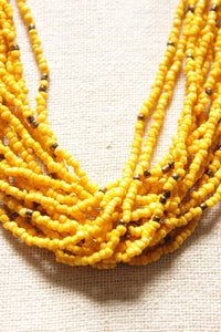 Yellow Multi-Layered Hook Closure Handmade Necklace