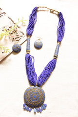 Purple Beads Multi-Layer Hand Braided Necklace Set with Tibetan Pendant