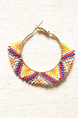 Multi-Color Beads Hand Braided Hoop Earrings