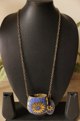 Purple and Gold Toned Tibetan Long Chain Necklace with an Openable Coin Box Pendant