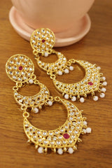 Rhinestones Embedded Gold Toned 3 Layer Dangler Earrings