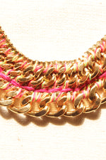 Load image into Gallery viewer, Woven Threads with Metal Chain Braided Handmade Boho Necklace
