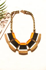 Handmade Wooden Necklace with Chain Closure