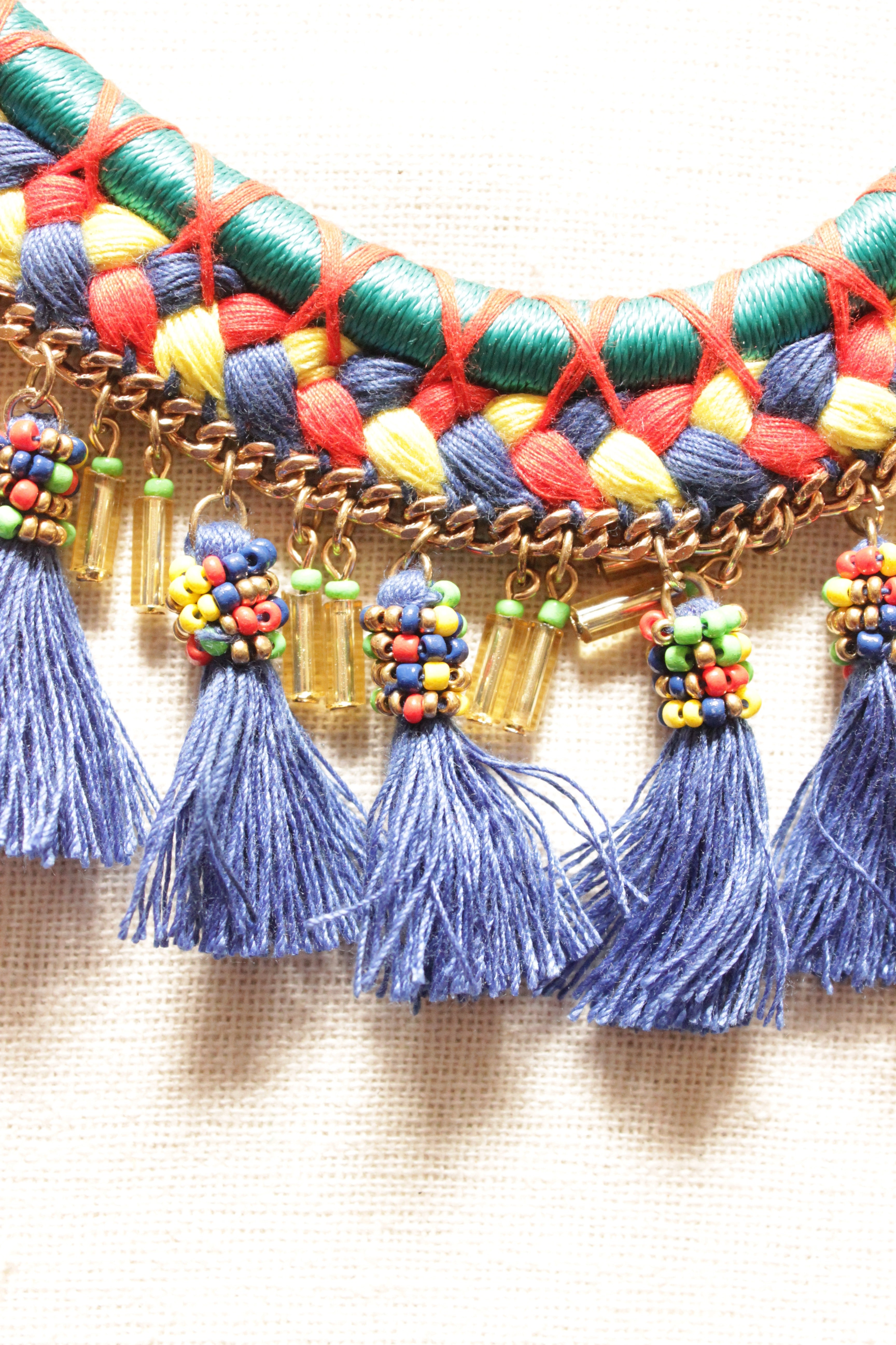 Braided Fabric Threads Handmade Boho Necklace