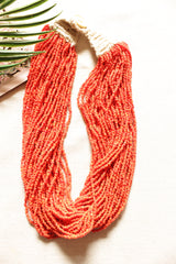 Multi-Layer Orange Beads Button Closure Handmade Necklace