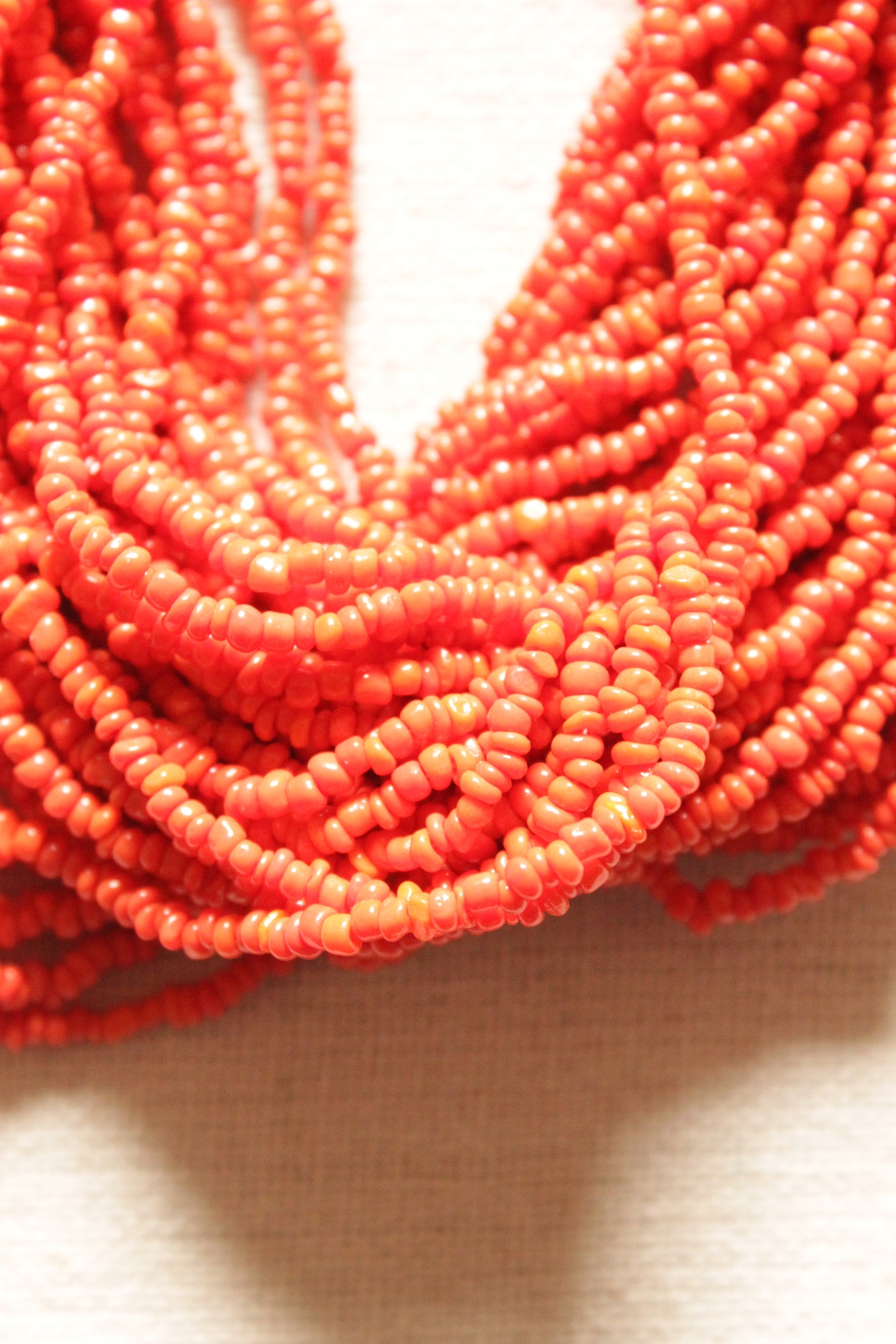 Multi-Layer Orange Beads Button Closure Handmade Necklace