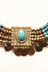 Multi-Color Acrylic and Metal Beads Braided Choker Necklace