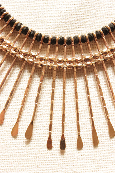 Spiked Metal Charms Braided Handmade Necklace