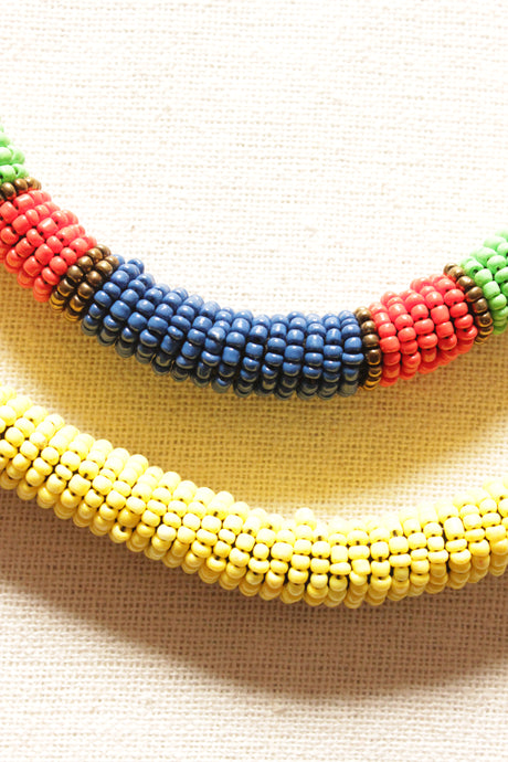 Vibrant Multi-Color Beads Hand Braided 2 Layer Necklace